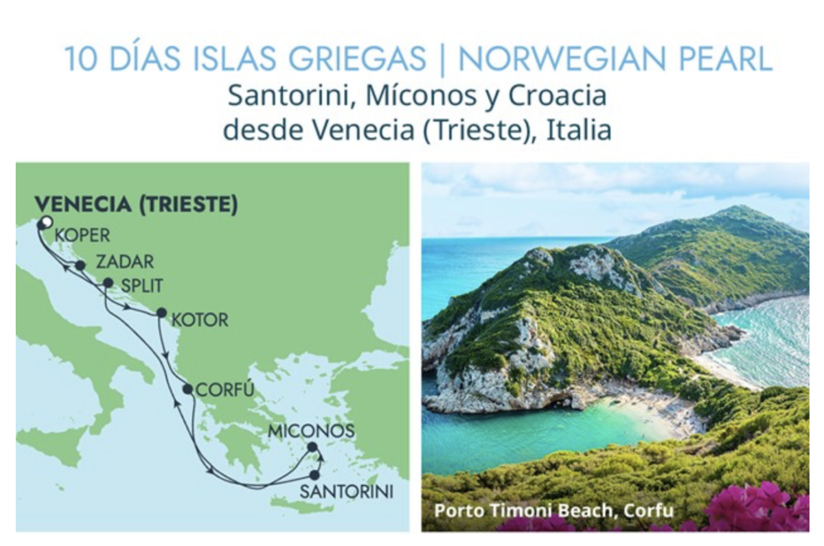 Otra opcion de itinerario para las islas griegas a bordo de norwegian Cruises